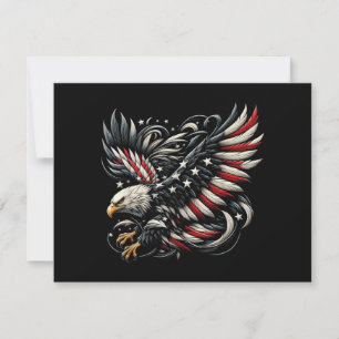 Patriotischer Amerikaner mit Adler und USA-Flagge Einladung