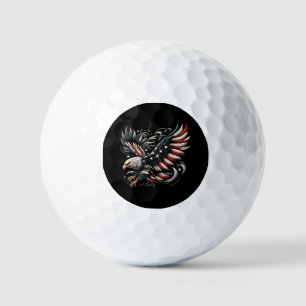 Patriotischer Amerikaner mit Adler und USA-Flagge Golfball