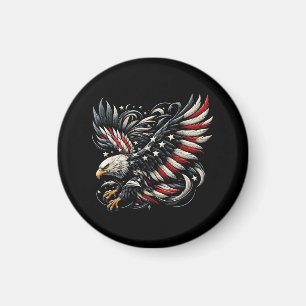 Patriotischer Amerikaner mit Adler und USA-Flagge Magnet
