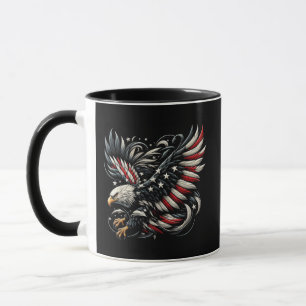 Patriotischer Amerikaner mit Adler und USA-Flagge Tasse