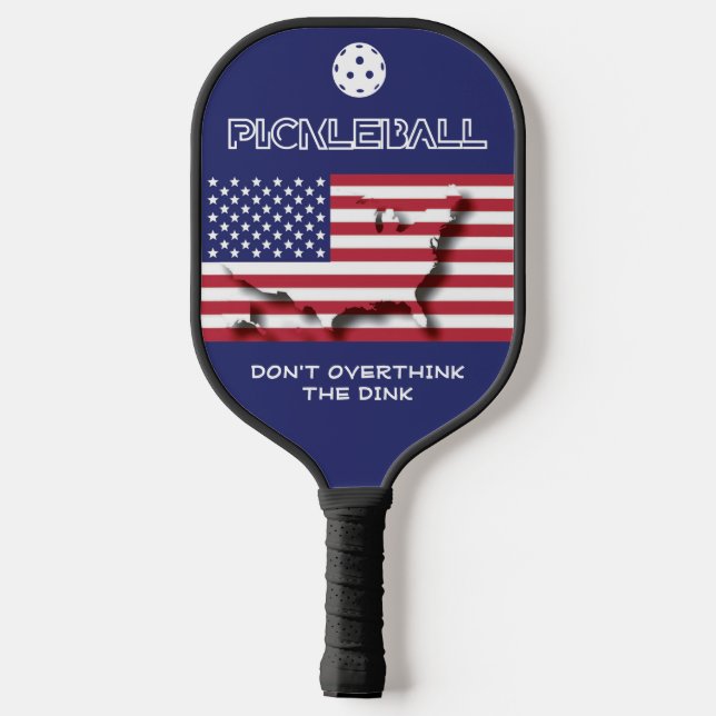 Patriotischer Amerikaner überdenkt das DINK nicht Pickleball Schläger (Rückseite)