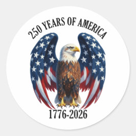 Patriotischer Amerikanischer Adler 250 Jahre 1776- Runder Aufkleber