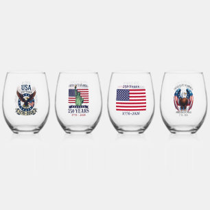 Patriotischer Amerikanischer Adler 250 Jahre 1776- Weinglas Ohne Stiel