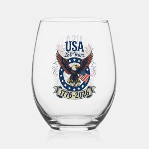 Patriotischer Amerikanischer Adler 250 Jahre 1776- Weinglas Ohne Stiel