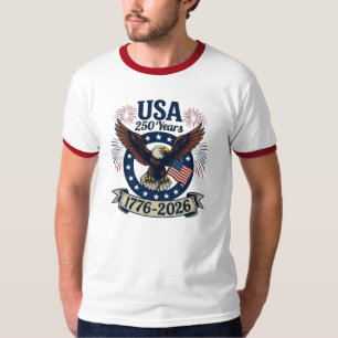 Patriotischer Amerikanischer Adler 250 Jahre Herre T-Shirt