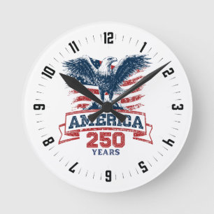 Patriotischer Amerikanischer Adler 250-Jahres-Jubi Runde Wanduhr