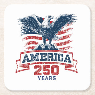 Patriotischer Amerikanischer Adler Frohes 250-jähr Rechteckiger Pappuntersetzer