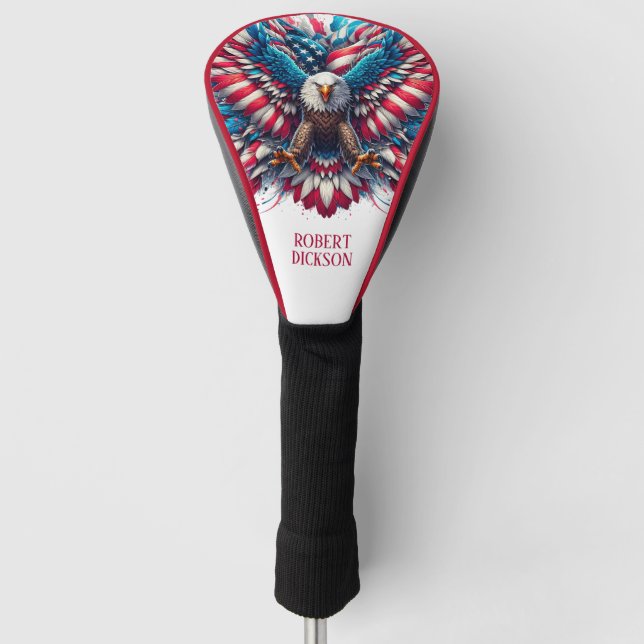 Patriotischer Amerikanischer Adler Golf Headcover (Vorderseite)