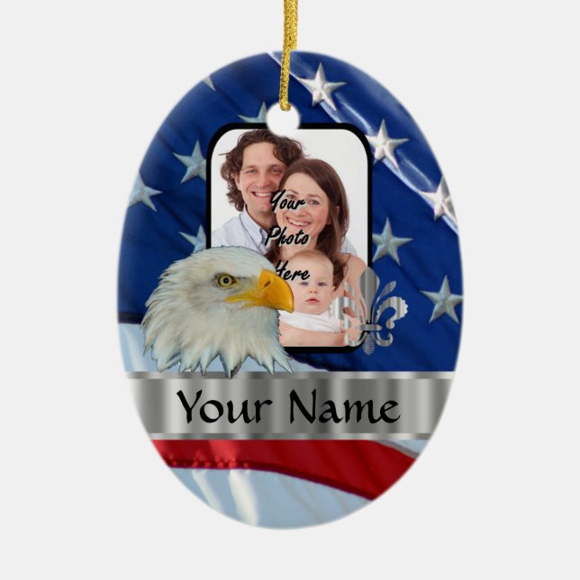 Patriotischer amerikanischer Adler Keramik Ornament (Vorne)