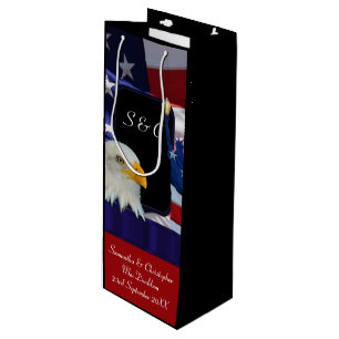 Patriotischer amerikanischer Adler und Flagge Geschenktüte Für Weinflaschen