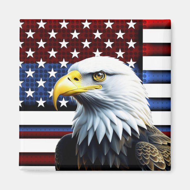 Patriotischer amerikanischer Adler und US-Flagge Magnet (Vorne)