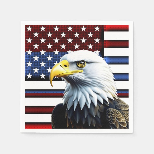 Patriotischer amerikanischer Adler und US-Flagge Serviette (Vorderseite)