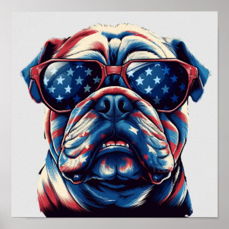 Patriotischer Amerikanischer Bulldogge Poster