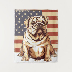 Patriotischer Amerikanischer Bulldogge Wandteppich