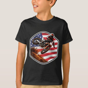 Patriotischer amerikanischer Dirtbike-Fahrer Motoc T-Shirt