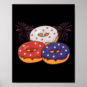 Patriotischer amerikanischer Donut 4. Juli Gedenkt Poster