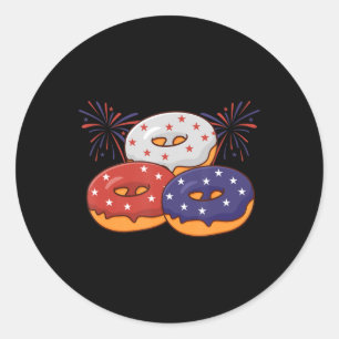 Patriotischer amerikanischer Donut 4. Juli Gedenkt Runder Aufkleber
