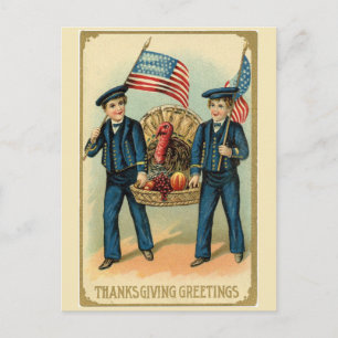 Patriotischer amerikanischer Erntedankfest Truthah Postkarte