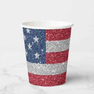 Patriotischer amerikanischer Flagge Glitter-Papier Pappbecher