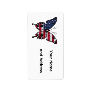 Patriotischer amerikanischer Flaggen Schmetterling Adressaufkleber