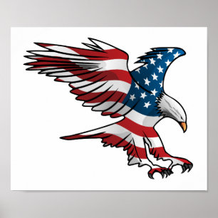 Patriotischer Amerikanischer Flaggenadler Poster