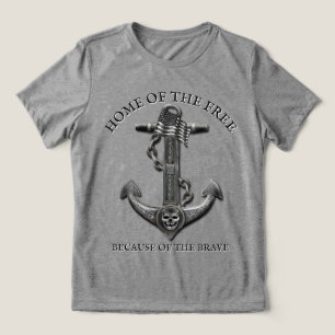 Patriotischer amerikanischer Flaggenanker Segel Tri-Blend Shirt
