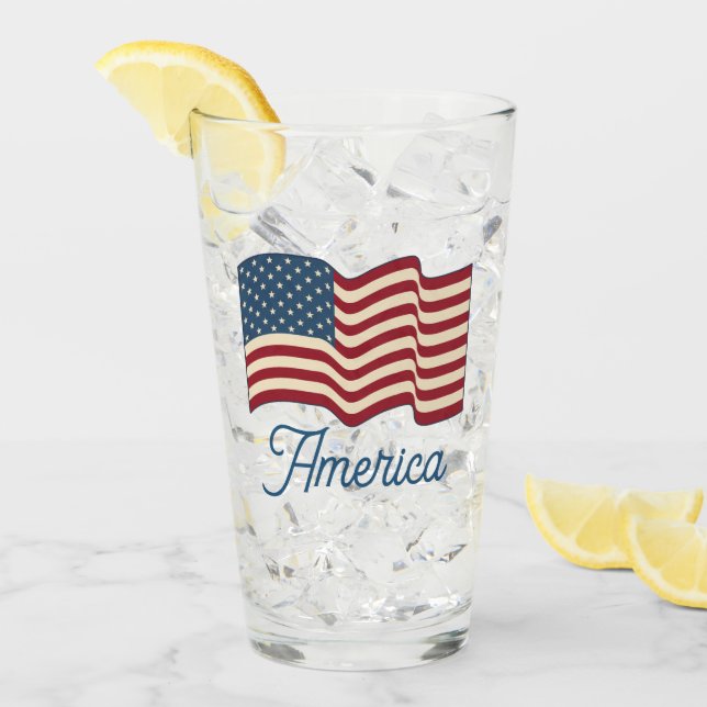 Patriotischer amerikanischer Flaggenbecher  Glas (Vorderseite Ice)
