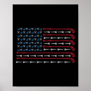 Patriotischer amerikanischer Golfer Flagge Golfsch Poster