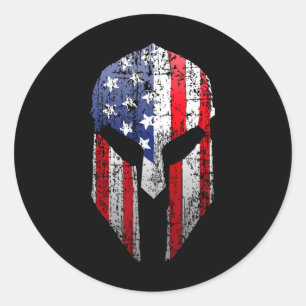 Patriotischer amerikanischer spartanischer Krieger Runder Aufkleber