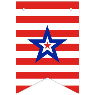 Patriotischer amerikanischer Stern auf roten und w Wimpelkette