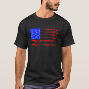 Patriotischer Angelhaken 4. Juli Fisch Amerikanisc T-Shirt