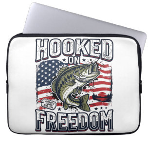 Patriotischer Angelhaken der Freiheit Vintage Bass Laptopschutzhülle
