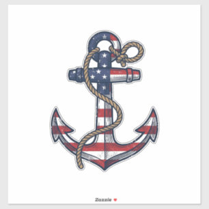 Patriotischer Anker Vintage Vektor Design_1 Aufkleber