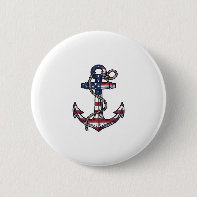 Patriotischer Anker Vintage Vektor Design_1 Button (Vorderseite)