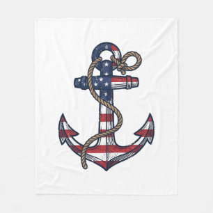Patriotischer Anker Vintage Vektor Design_1 Fleecedecke
