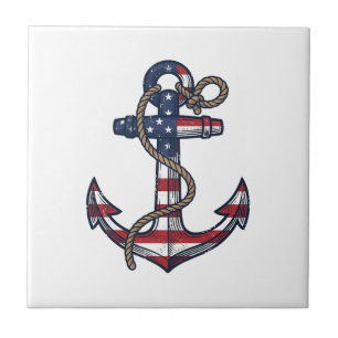 Patriotischer Anker Vintage Vektor Design_1 Fliese