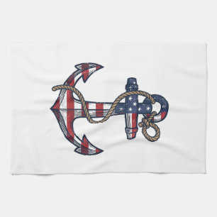 Patriotischer Anker Vintage Vektor Design_1 Geschirrtuch