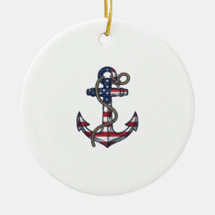 Patriotischer Anker Vintage Vektor Design_1 Keramik Ornament
