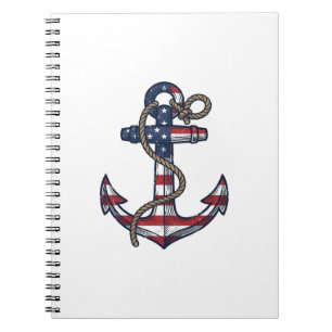 Patriotischer Anker Vintage Vektor Design_1 Notizblock