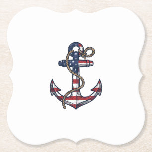 Patriotischer Anker Vintage Vektor Design_1 Untersetzer