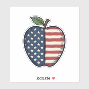 Patriotischer Apfel Vintage Gravur Vektor Design_1 Aufkleber