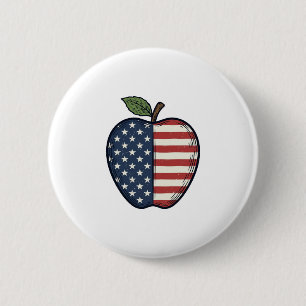 Patriotischer Apfel Vintage Gravur Vektor Design_1 Button