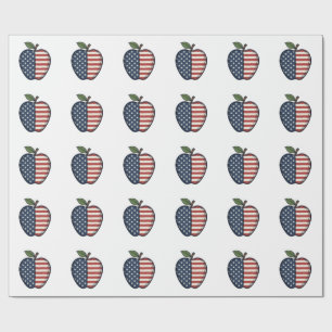 Patriotischer Apfel Vintage Gravur Vektor Design_1 Geschenkpapier