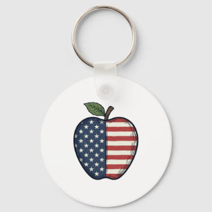 Patriotischer Apfel Vintage Gravur Vektor Design_1 Schlüsselanhänger