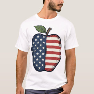 Patriotischer Apfel Vintage Gravur Vektor Design_1 T-Shirt