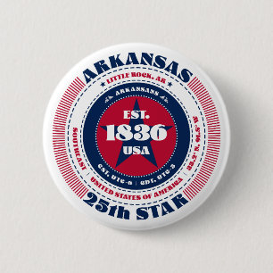 Patriotischer Arkansas-Kreis mit Staat-Details Button