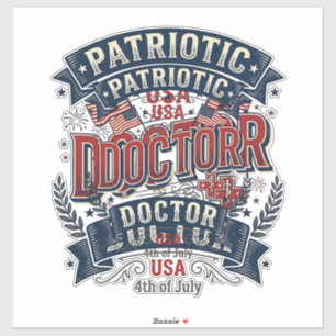 Patriotischer Arzt 4. Juli Vintage-Shirt-Design_ Aufkleber