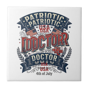 Patriotischer Arzt 4. Juli Vintage-Shirt-Design_ Fliese