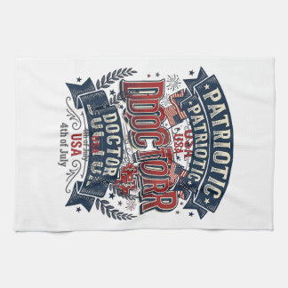 Patriotischer Arzt 4. Juli Vintage-Shirt-Design_ Geschirrtuch