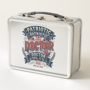 Patriotischer Arzt 4. Juli Vintage-Shirt-Design_ Metall Brotdose
